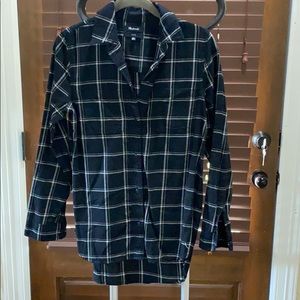 Black button down check shirt